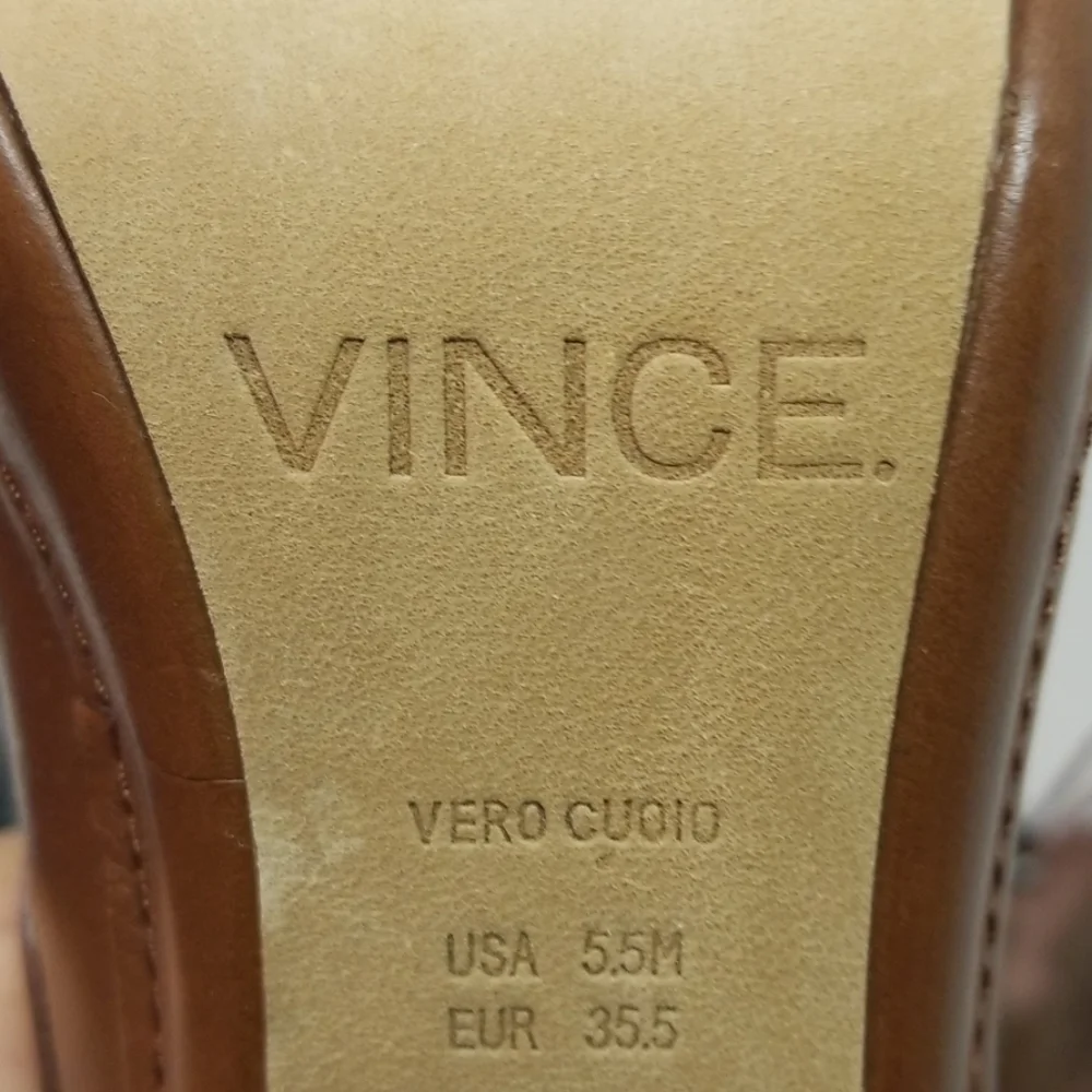 Vince Brown Leather Block Heel Mule Pumps - Picture 5 of 8